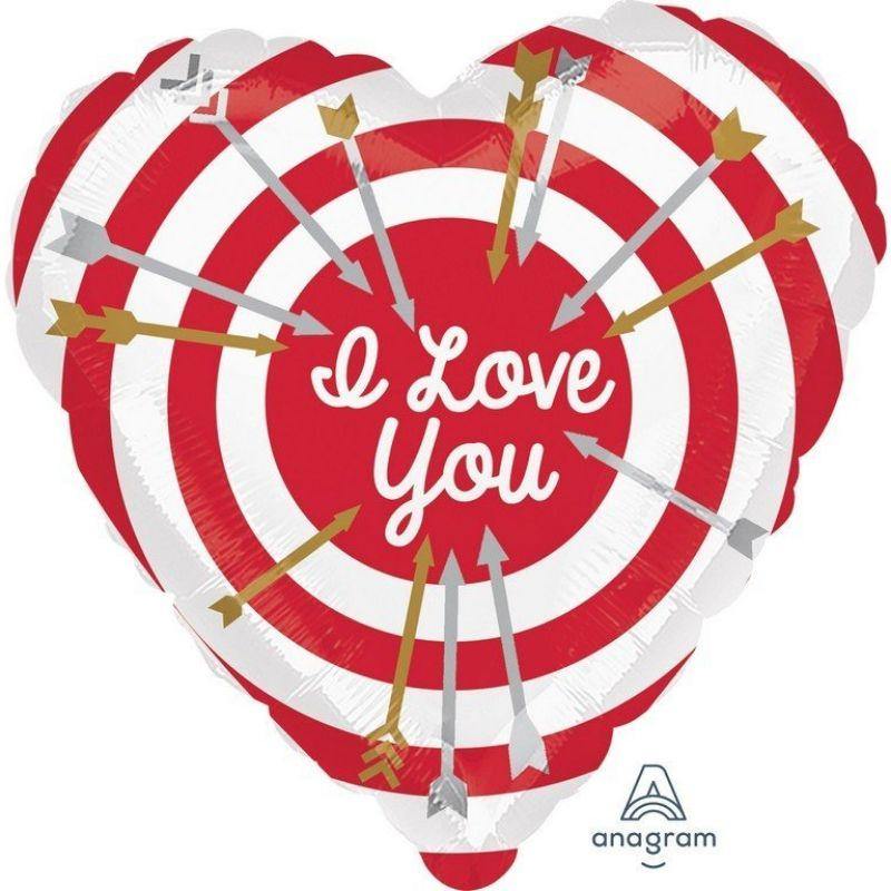 I Love You Bullseye Heart Foil Balloon - 45cm - The Base Warehouse