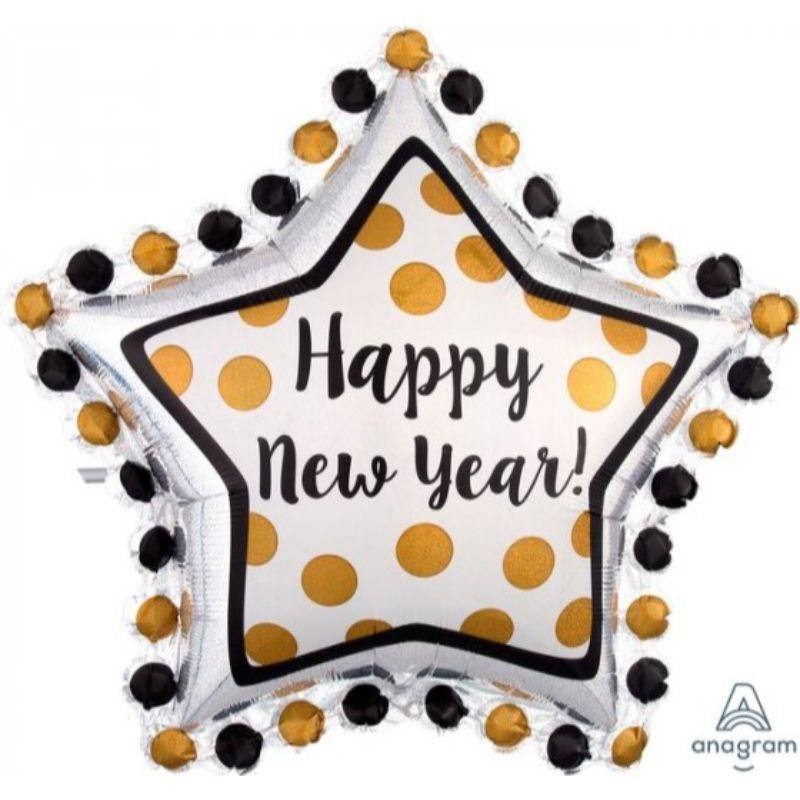 Ring in The New Year Star Foil Balloon - 76cm - The Base Warehouse