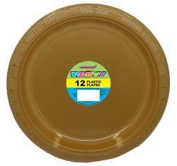 12 Pack Gold Plastic Plates - 18cm - The Base Warehouse