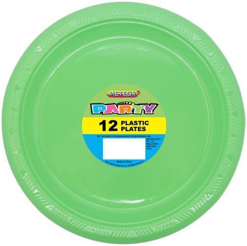 12 Pack Apple Green Plastic Plates - 18cm - The Base Warehouse