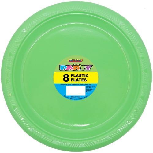 8 Pack Apple Green Plastic Plates - 23cm - The Base Warehouse