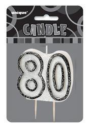 Glitz Black Numeral 80 Candle