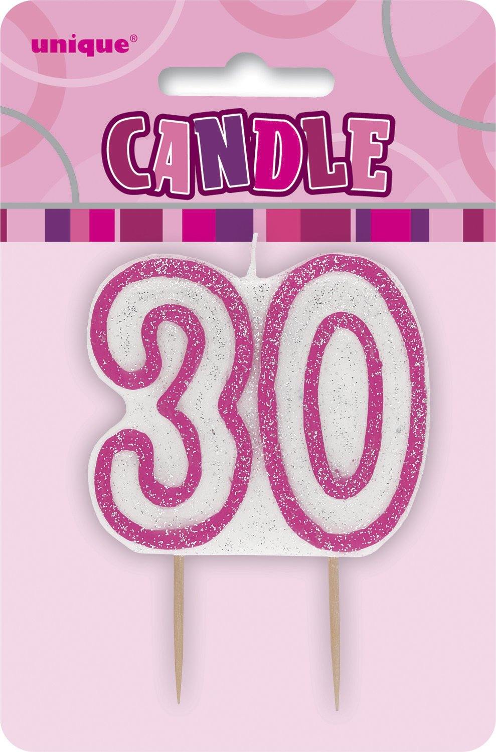 Glitz Pink Numeral 3 Candle - The Base Warehouse