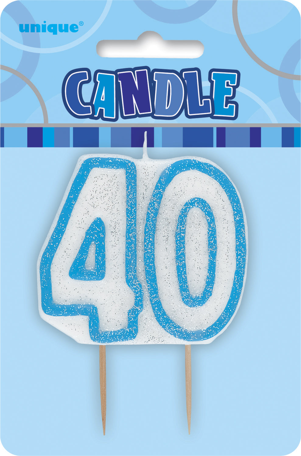 Glitz Blue Numeral 40 Candle