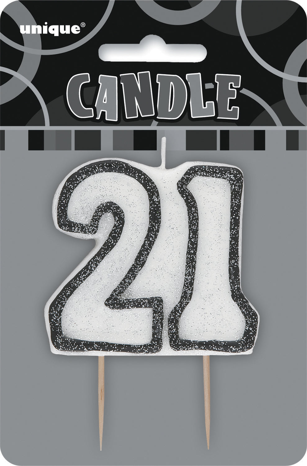 Glitz Black Numeral 21 Candle