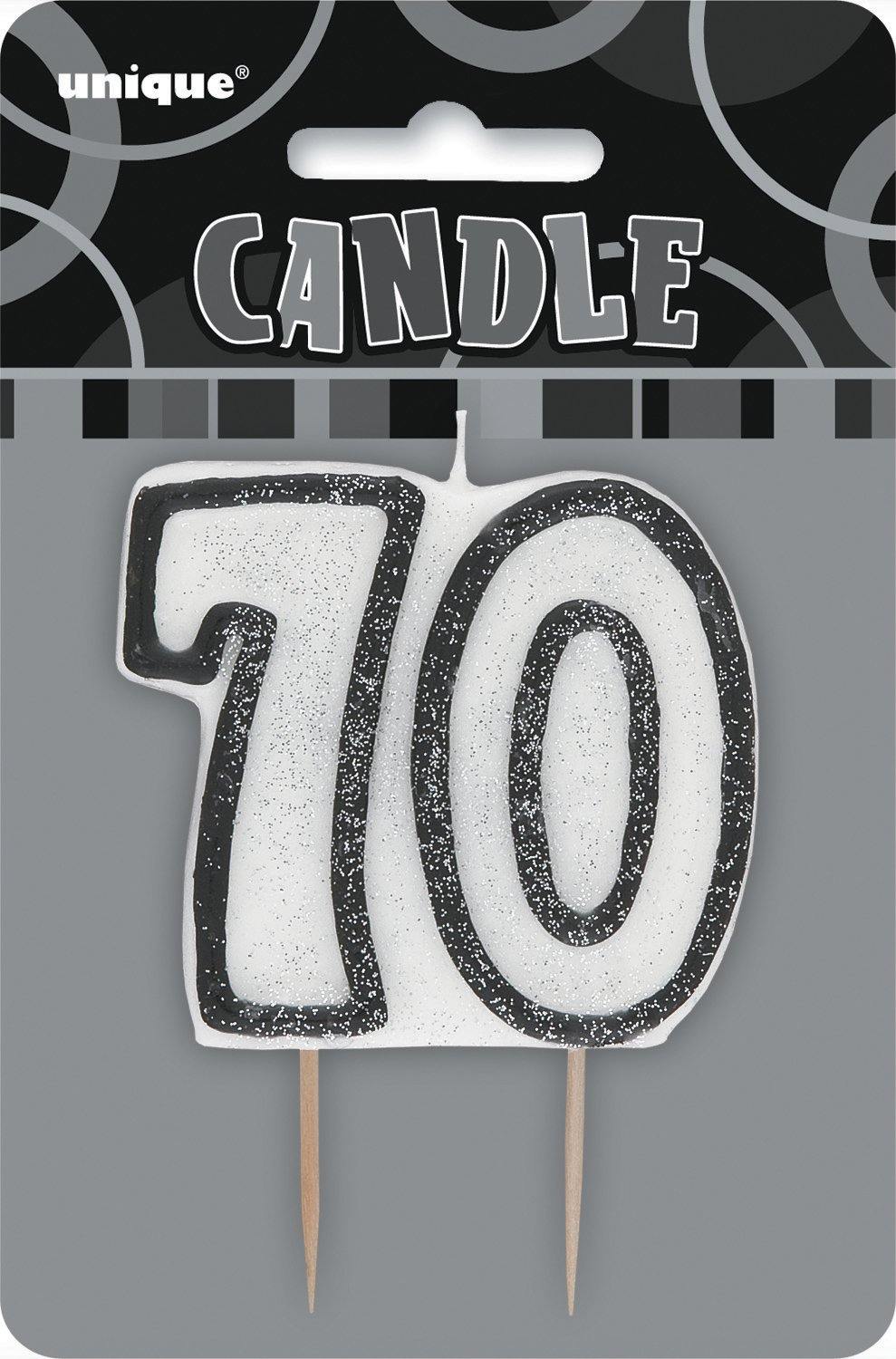 Glitz Black Numeral 70 Candle - The Base Warehouse