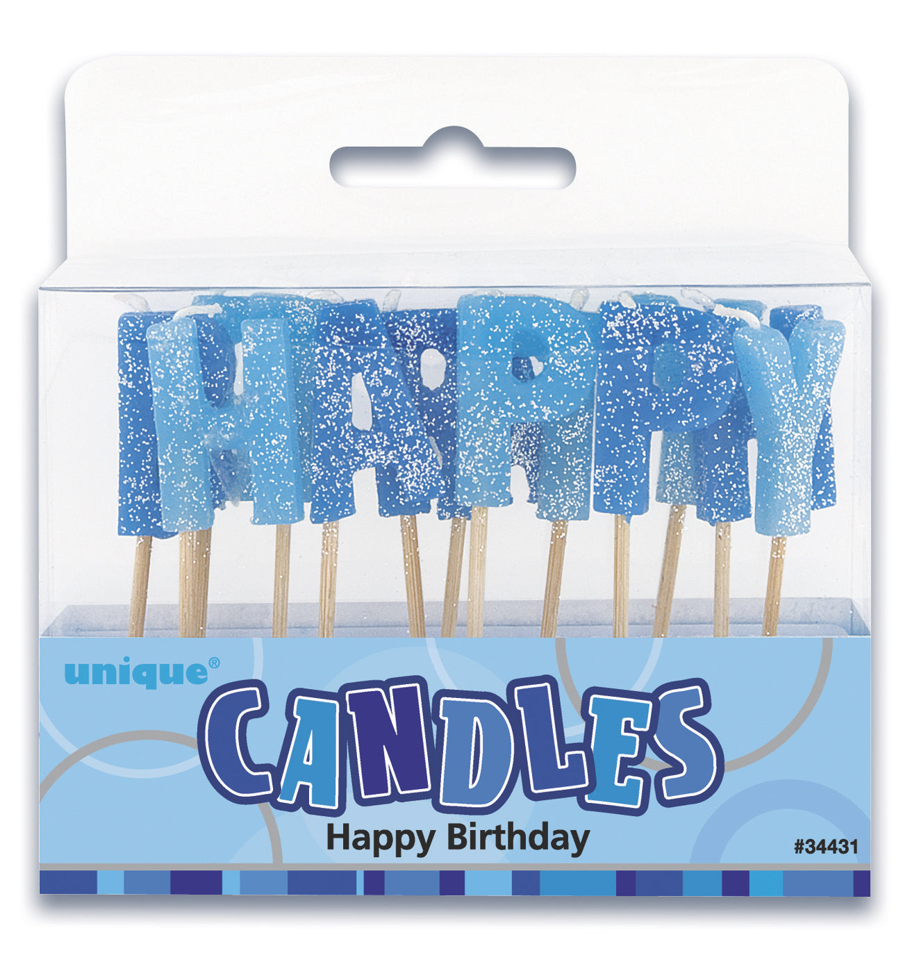 Glitz Blue Happy Birthday Glitter Pick Candles