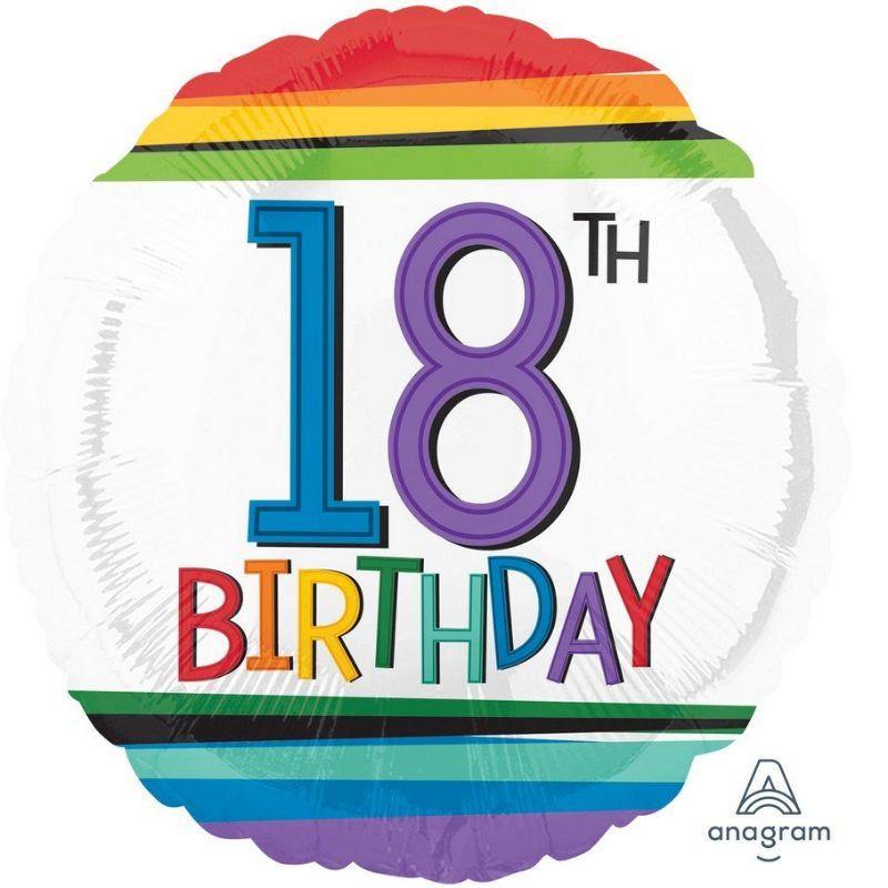 Rainbow Birthday 18 Foil Balloon - 45cm