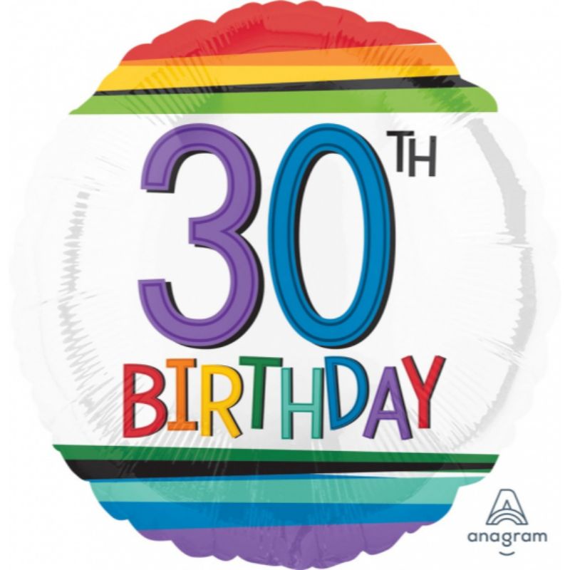 Rainbow 30th Birthday Foil Balloon - 45cm