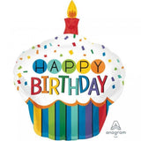 Load image into Gallery viewer, Rainbow Birthday Cupcake Foil Balloon - 73cm x 91cm
