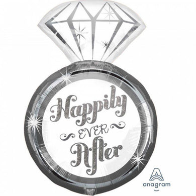 SuperShape Happily Ever After Ring Foil Balloon - 45cm x 68cm - The Base Warehouse