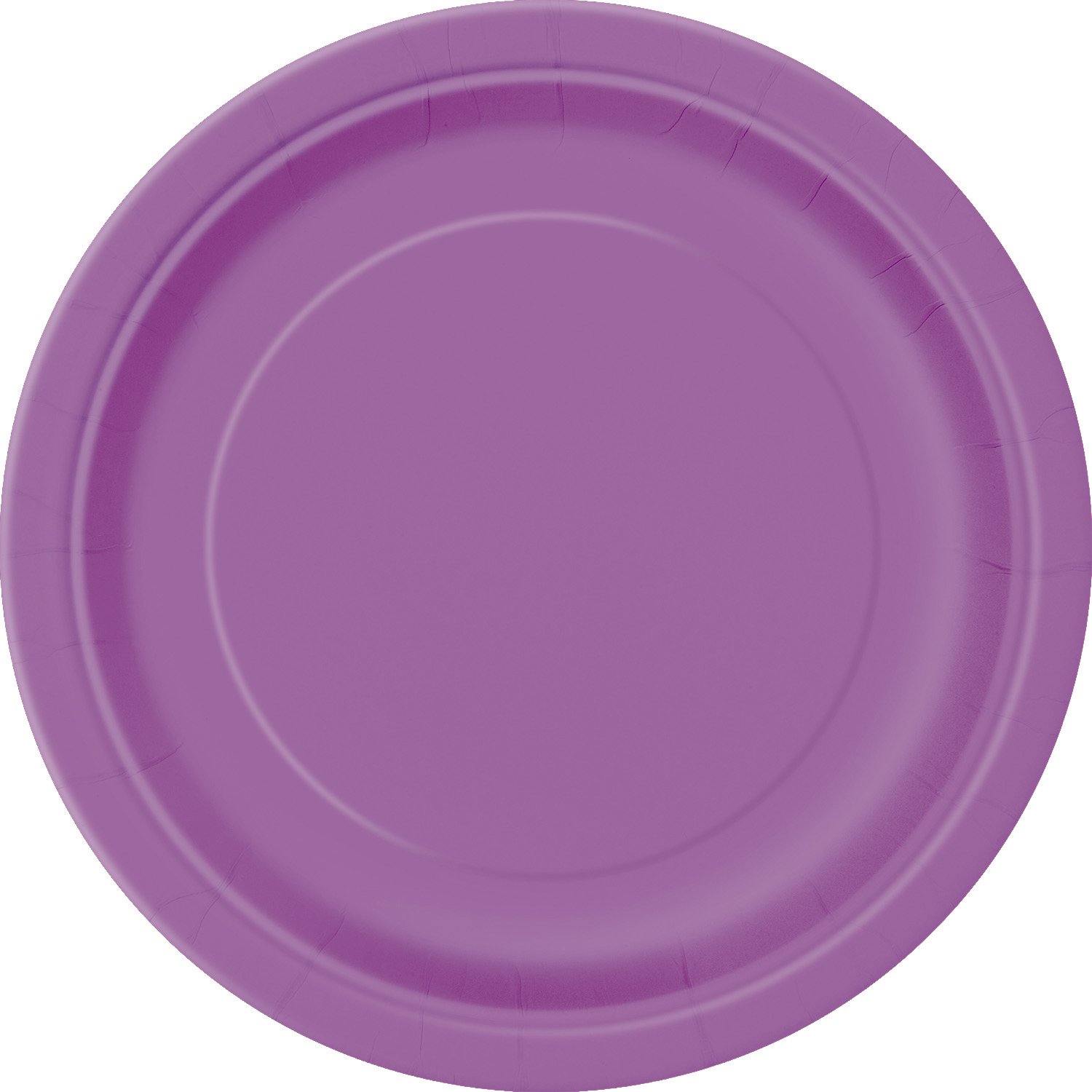 8 Pack Pretty Purple Round Paper Plates - 23cm - The Base Warehouse
