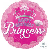 Load image into Gallery viewer, Princess Crown and Gem Happy Birthday Foil Balloon - 45cm - The Base Warehouse
