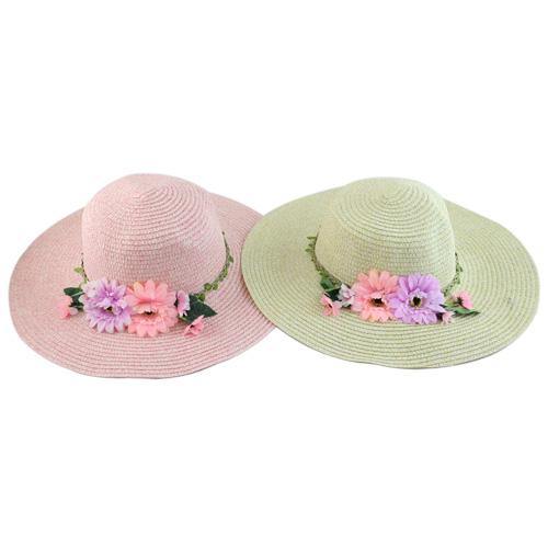 Assorted Beach Hats with Flowers - The Base Warehouse