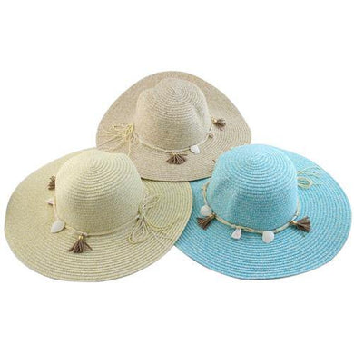 Assorted Beach Hats with Shells - The Base Warehouse