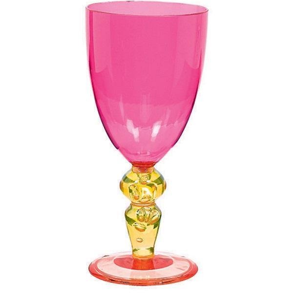 Tropical Pink Plastic Wine Glasses - The Base Warehouse
