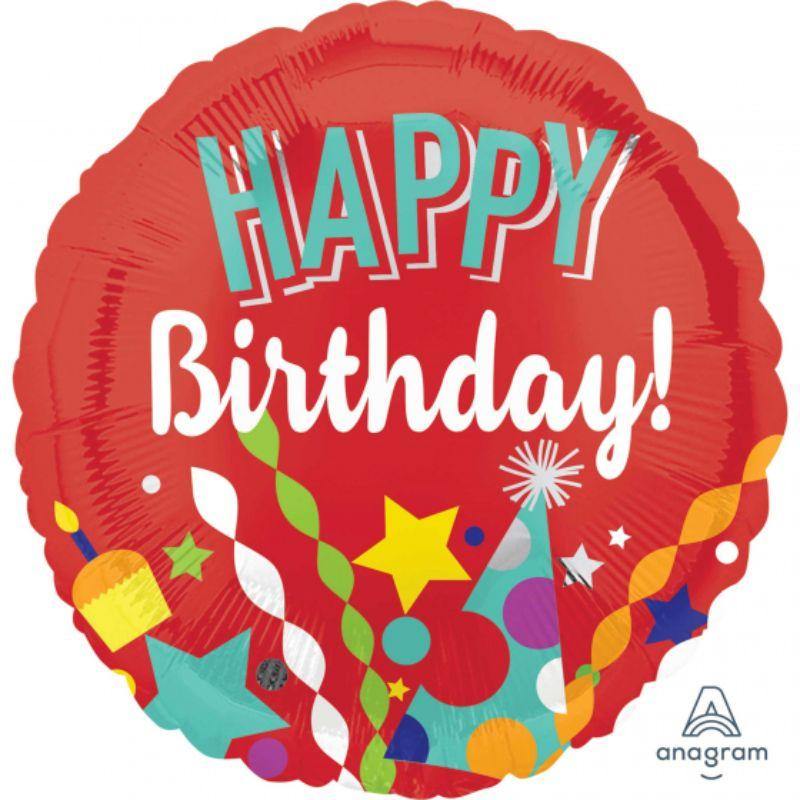 Festive HBD Foil Balloon - 45cm - The Base Warehouse