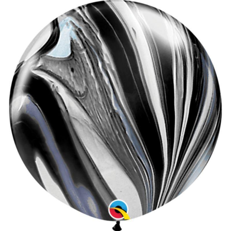 Black & White Agate Latex Balloon - 90cm - The Base Warehouse