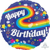 Load image into Gallery viewer, HBD Colourful Rainbow Fun Foil Balloon - 71cm - The Base Warehouse
