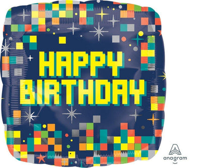 Birthday Pixels Square Foil Balloon - 45cm - The Base Warehouse