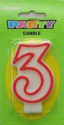 Red Numeral 3 Candle - The Base Warehouse