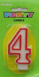 Red Numeral 4 Candle