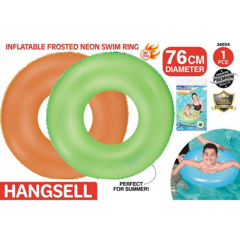 Inflatable Frosted Neon Swim Ring - 76cm - The Base Warehouse