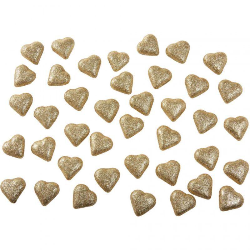 Gold Glitter Heart Table Scatters - 3.5cm - The Base Warehouse