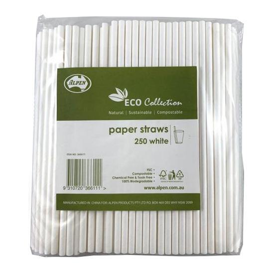 250 Pack White Paper Straws - The Base Warehouse
