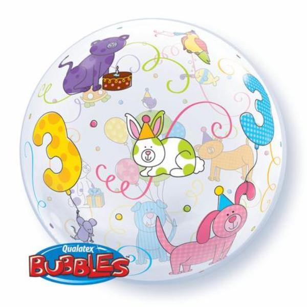 Age 3 Cuddly Pets Bubble Balloon - 56cm