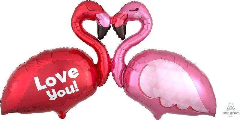 Love You Flamingo Foil Balloon - The Base Warehouse