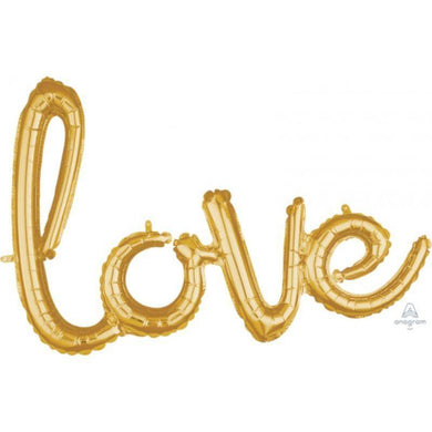 Gold Love Phrase Foil Balloon - 78cm x 53cm - The Base Warehouse