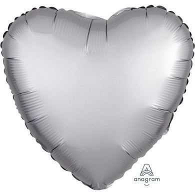 Satin Luxe Platinum Heart Foil Balloon - 45cm - The Base Warehouse