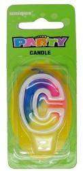 Rainbow Letter C Candle