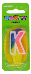 Rainbow Letter K Candle