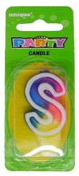 Rainbow Letter S Candle