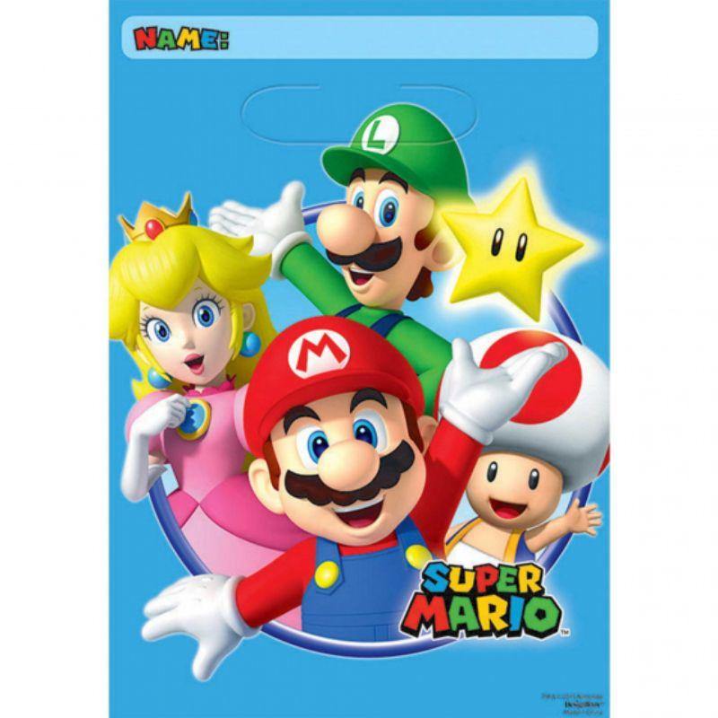 8 Pack Super Mario Bros Folded Loot Bags - 23cm - The Base Warehouse
