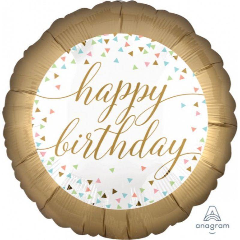 Pastel Confetti HBD Foil Balloon - 45cm - The Base Warehouse