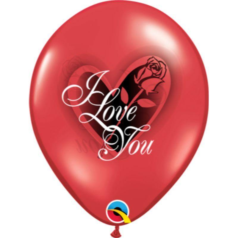 Red I Love You Rose Latex Balloons - 28cm