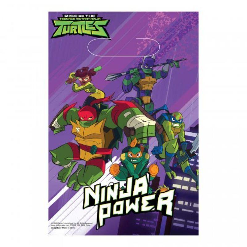 8 Pack Rise of the Teenage Mutant Ninja Turtle Loot Bags - 23cm - The Base Warehouse