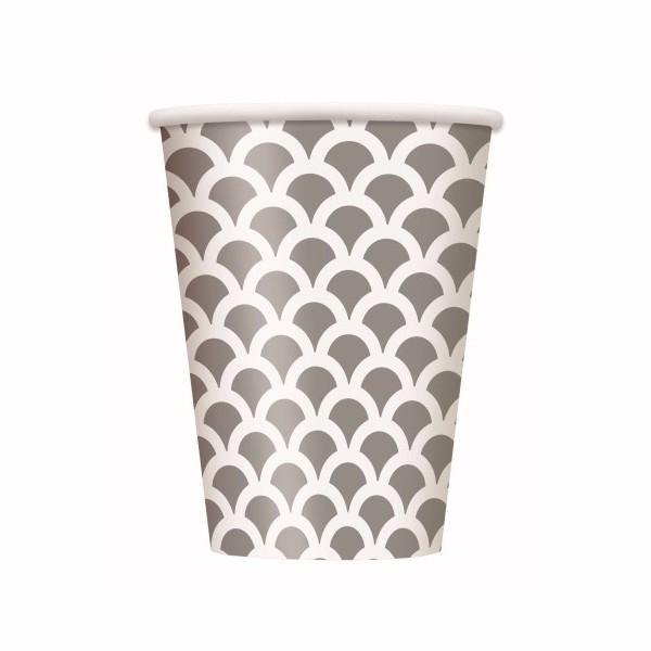 6 Pack Silver Scallop Paper Cups - 355ml