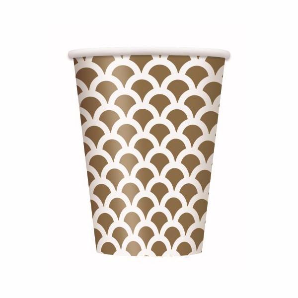 6 Pack Gold Scallop Paper Cups - 355ml - The Base Warehouse