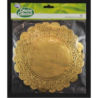 12 Pack Gold Doilies - 21.5cm - The Base Warehouse