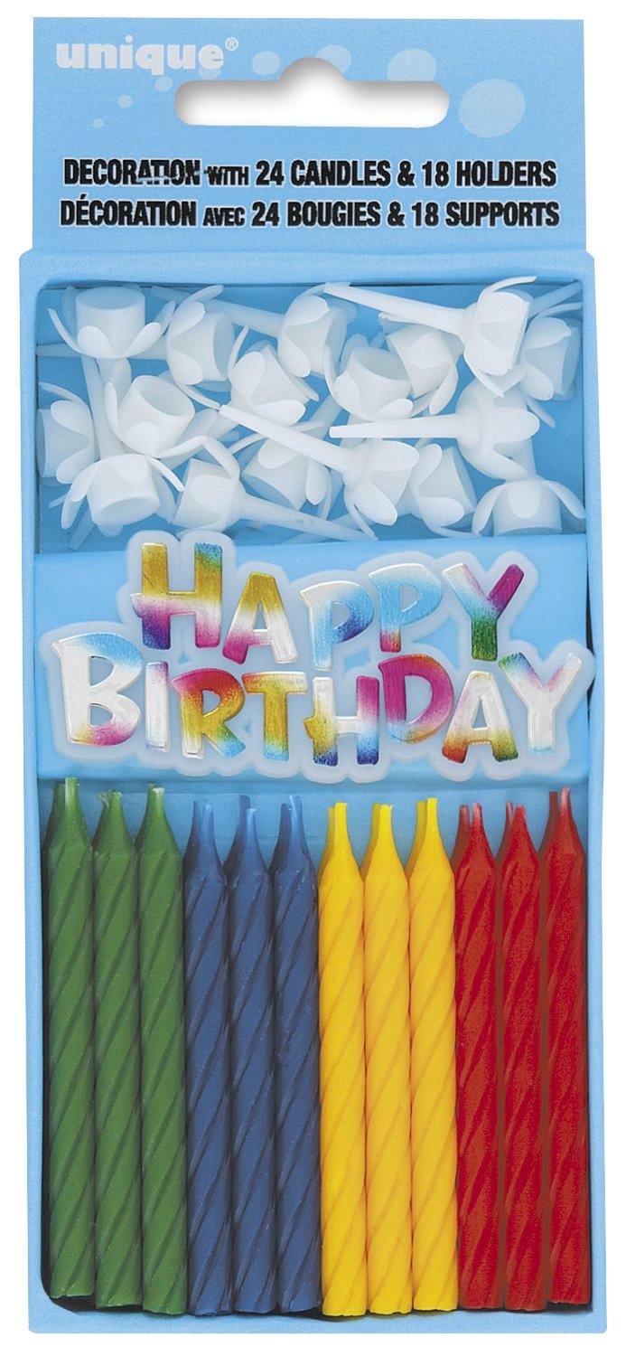 24 Pack Birthday Candles & 18 Pack Candle Holders - The Base Warehouse