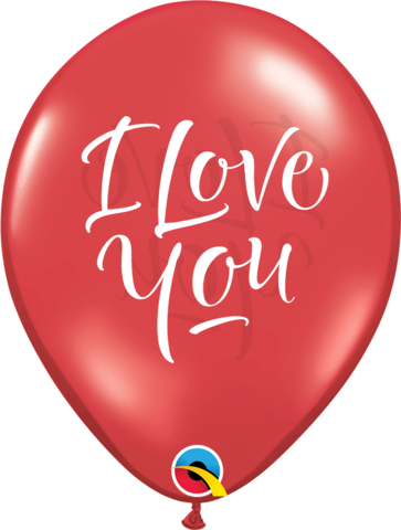 Red I Love You Script Latex Balloons - 28cm - The Base Warehouse