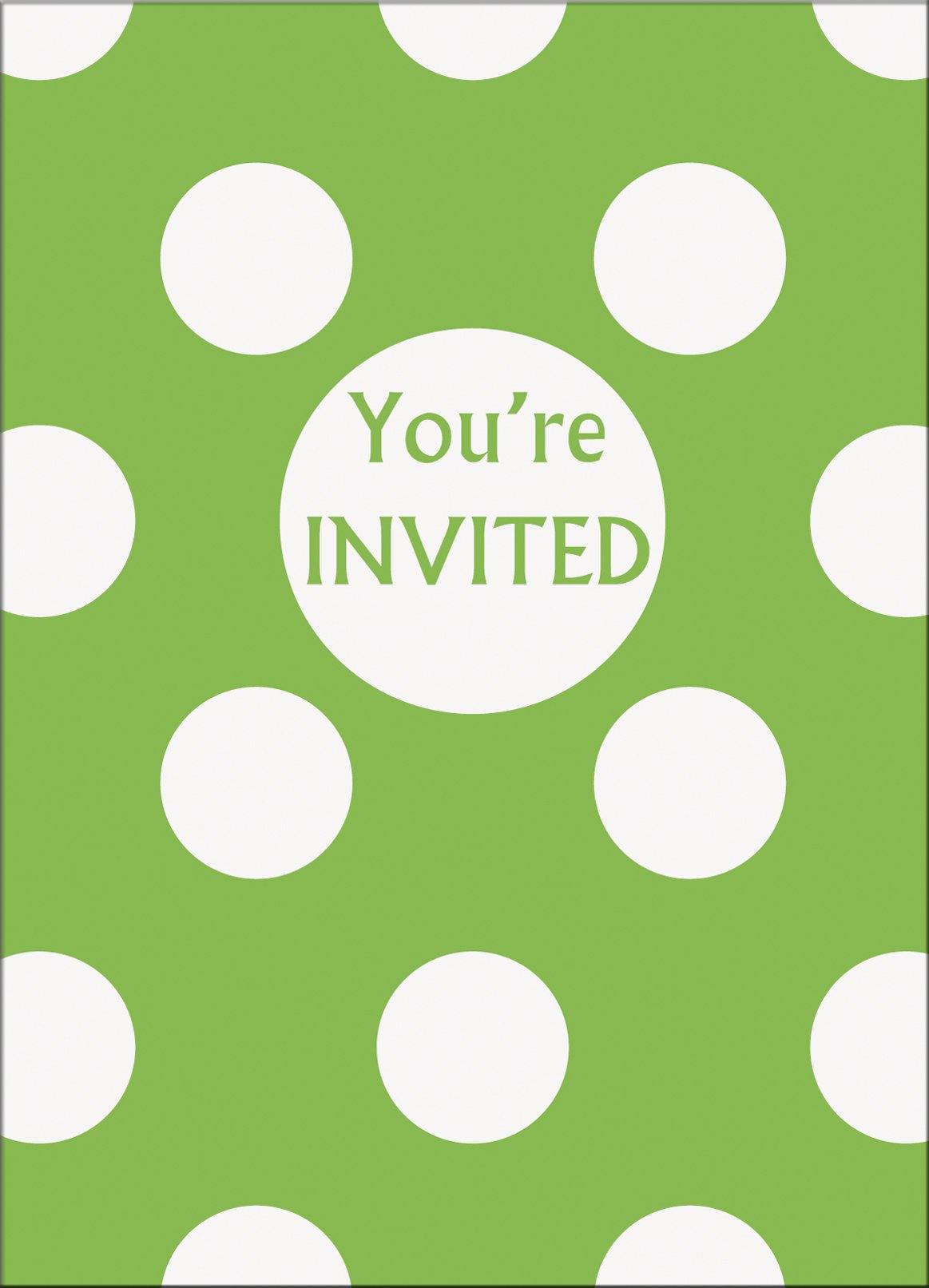 8 Pack Lime Green Dots Youre Invited Invitations