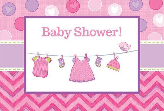 8 Pack Shower with Love Girl Postcard Invitations - 11cm - The Base Warehouse