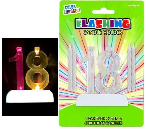 Flashing Birthday Candle In Holder - 18