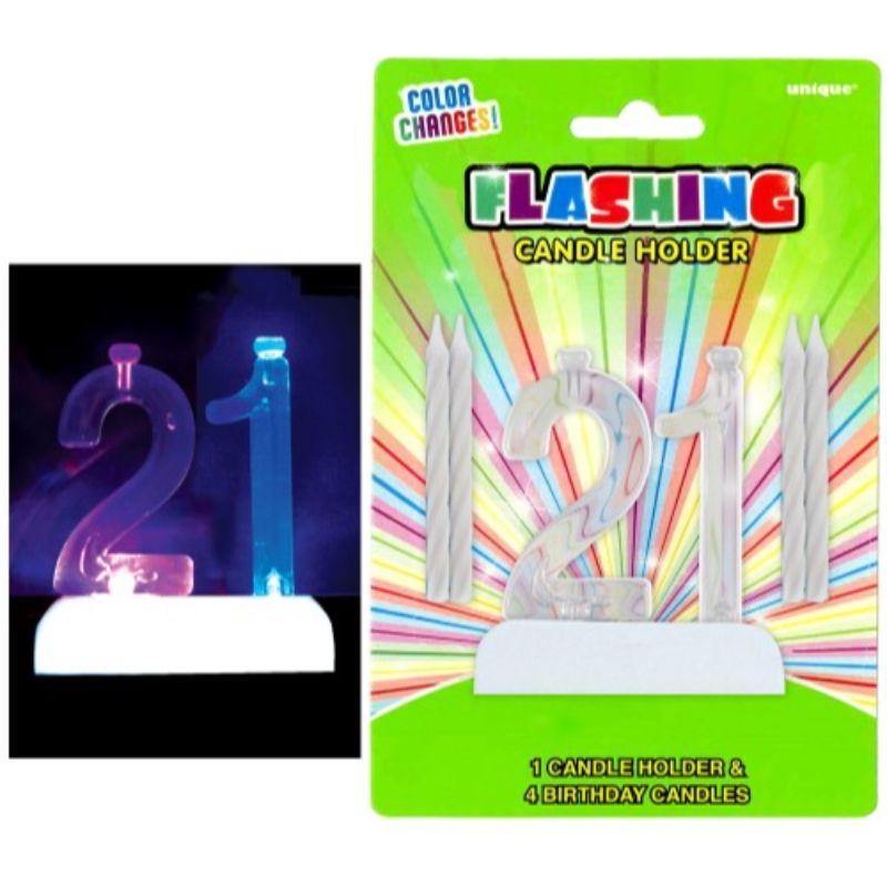 Flashing Birthday Candle In Holder - 21 - The Base Warehouse