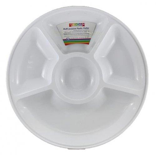 White Plastic 5 Sectional Round Platter - 31.5cm x 3.7cm - The Base Warehouse